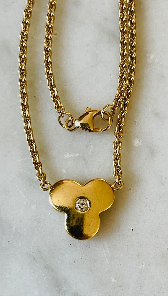 18k MOVADO vintage Diamond clover necklace - image 1