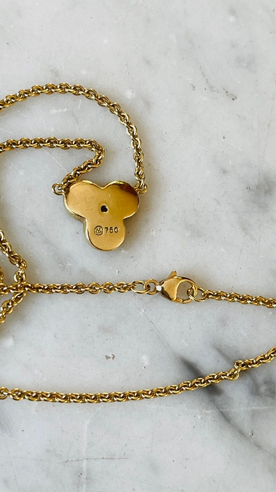 18k MOVADO vintage Diamond clover necklace - image 5