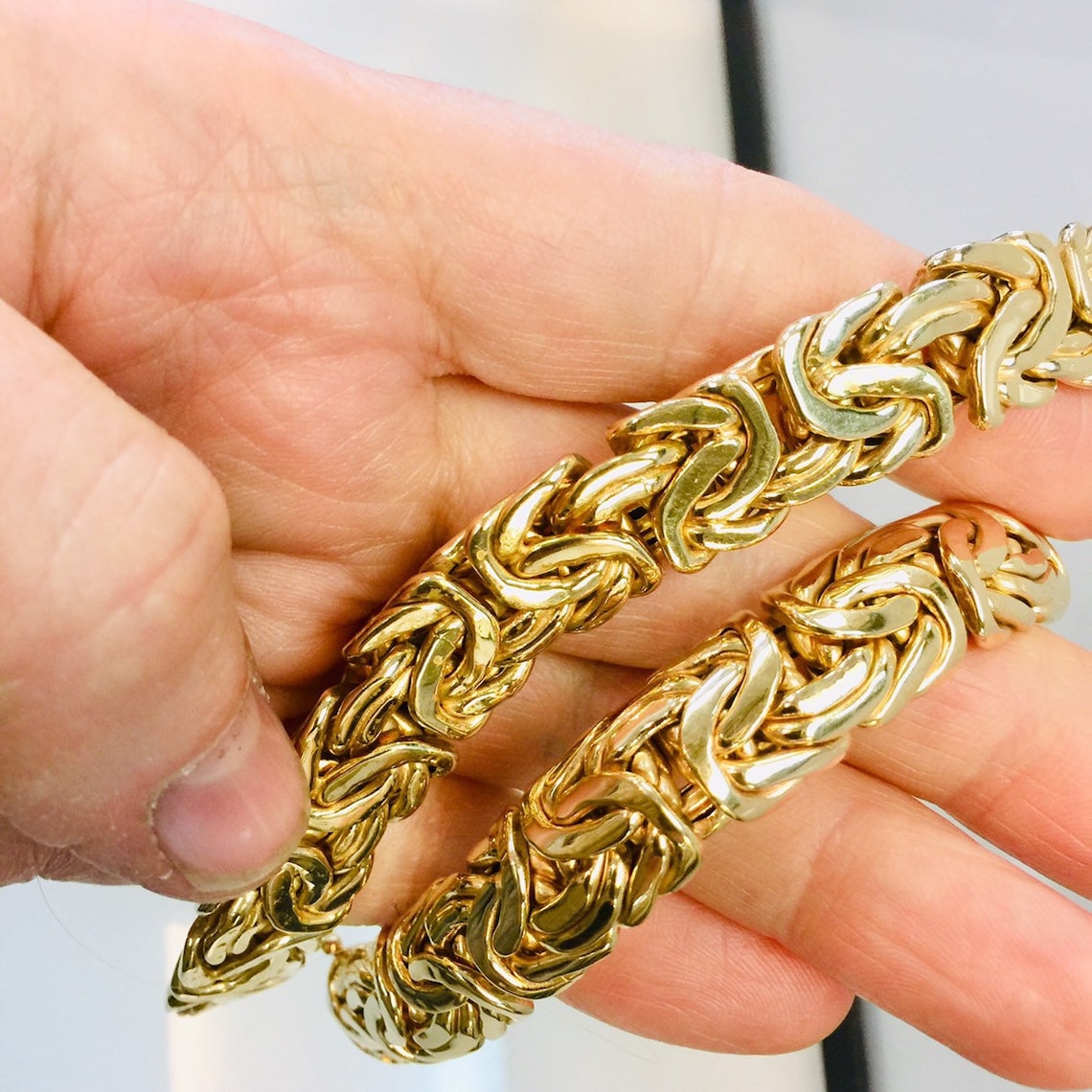 14k Wide Byzantine chain Etsy