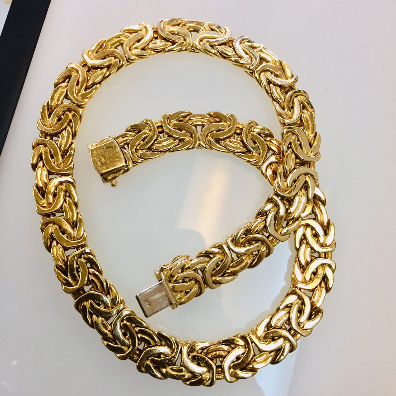 14k Wide Byzantine chain Etsy