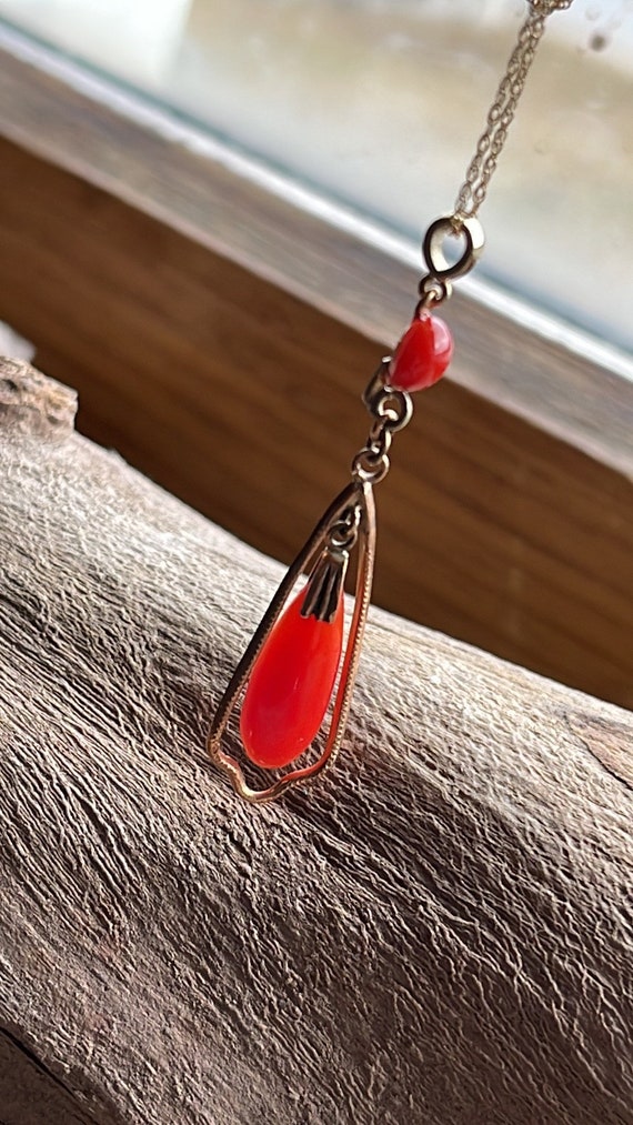 14k Victorian Red Coral Necklace