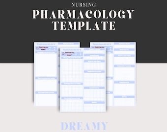 Pharmacology Template, Disease Template, Nursing Template, Flash cards, Digital Printable Worksheets, Goodnotes, Notability
