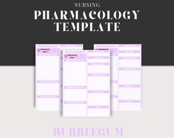 Pharmacology Template, Disease Template, Nursing Template, Flash cards, Digital Printable Worksheets, Goodnotes, Notability