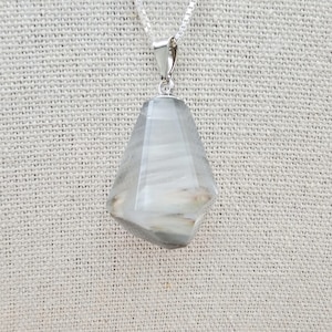 Blue Tara Quartz / Blue Amphibole Quartz Necklace - 18" Sterling Silver Chain