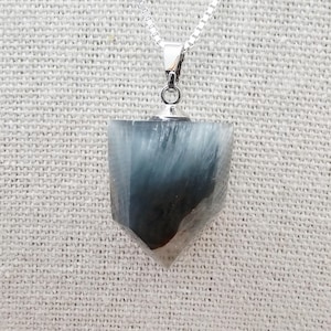 Blue Tara Quartz / Blue Amphibole Quartz Necklace - 18" Sterling Silver Chain