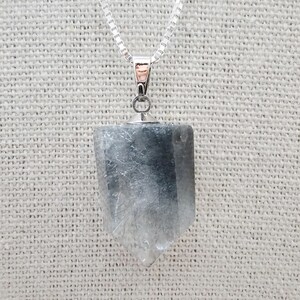 Blue Tara Quartz / Blue Amphibole Quartz Necklace - 18" Sterling Silver Chain
