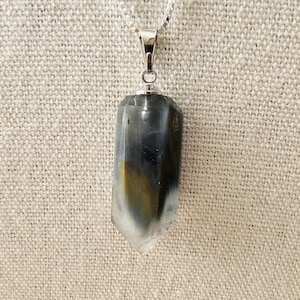 Blue Tara Quartz / Blue Amphibole Quartz Necklace - 18" Sterling Silver Chain