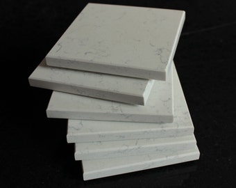 Stone Coasters Set Of Six From Technical White Perlino Stone