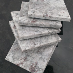 Stone Coasters Set Of Six From Natural Stone Granite &quot;Bianco San Francisco&quot;