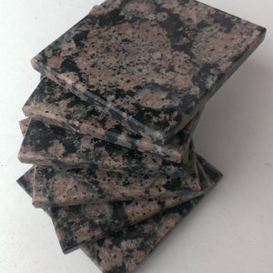 Stone Coasters Set Of Six From Natural Stone Granite &quot;Baltic Brown&quot;