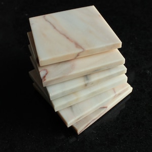 Stone Coasters Set Of Six From Natural Bulgarian Marble Stone Roze