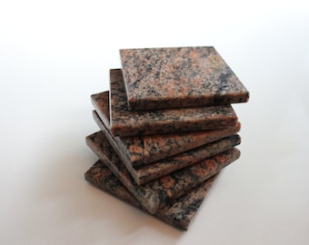 Stone Coasters Set Of Six From Natural Stone Granite Multicolor