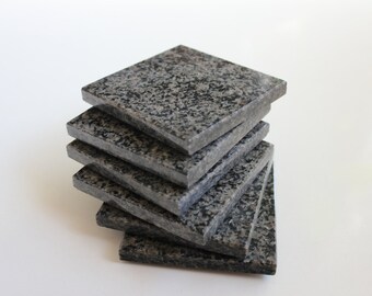 Stone Coasters Set Of Six From Natural Stone Granite "Nero Africa"
