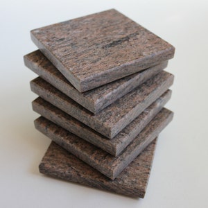 Stone Coasters Set Of Six From Natural Stone Granite &quot;Icon Brown&quot;