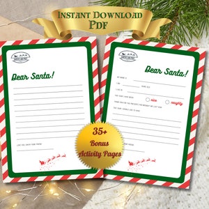 Cartas de la lista de deseos de Papá Noel - Carta de Navidad para completar los espacios en blanco Descargar PDF para niños