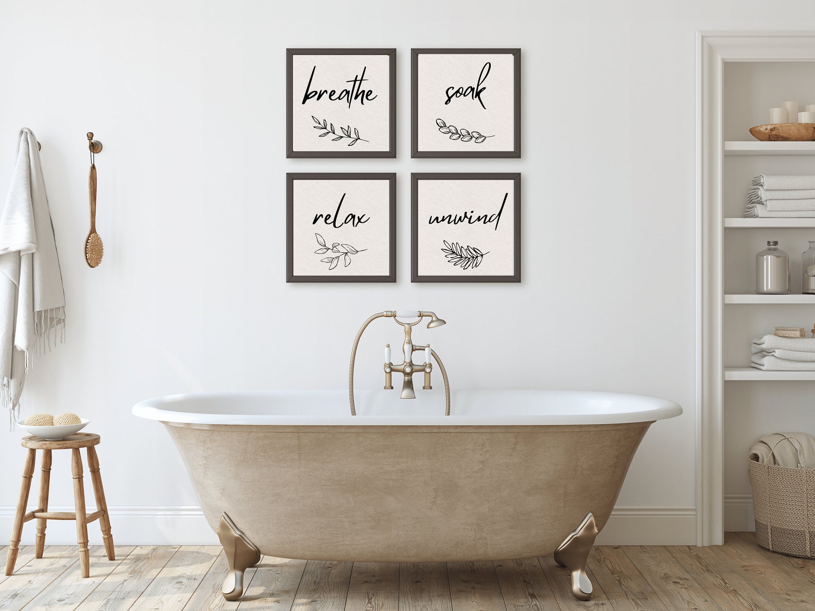 Unwind Relax Soak Breathe Printable Wall Art Etsy