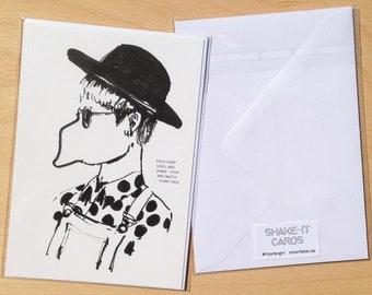 Shake-It-Card, Schüttelkarten, Postcards, kinetische Kunstpostkarte