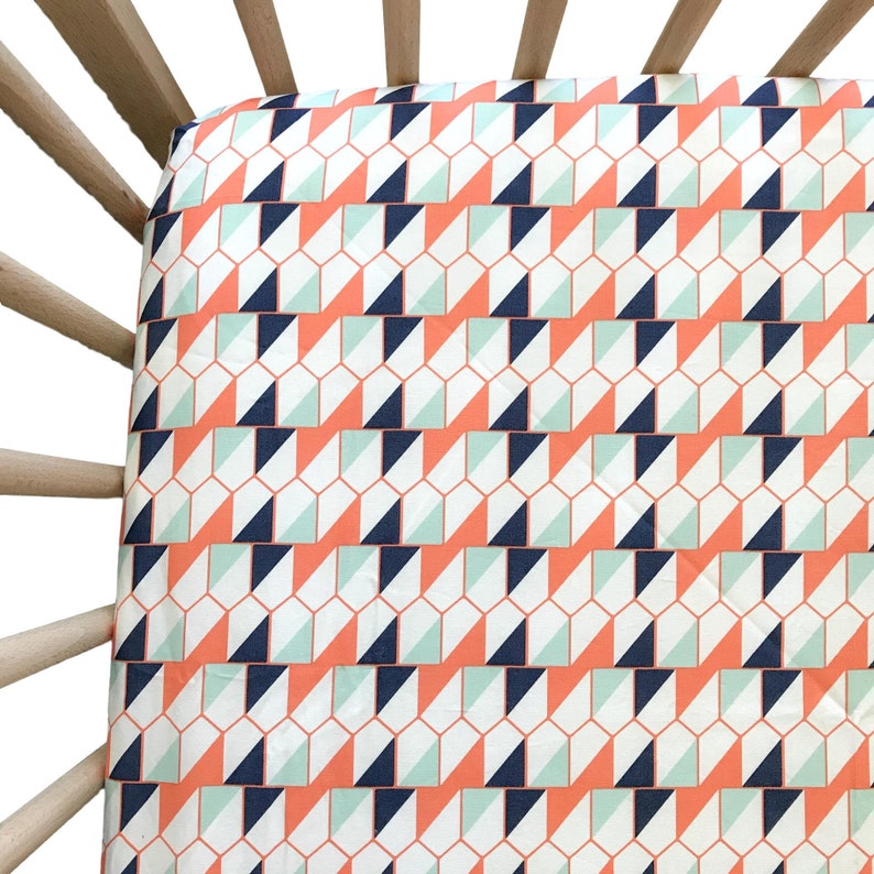 Geometric Fitted Crib Sheet Modern Nursery Bedding Crib Etsy