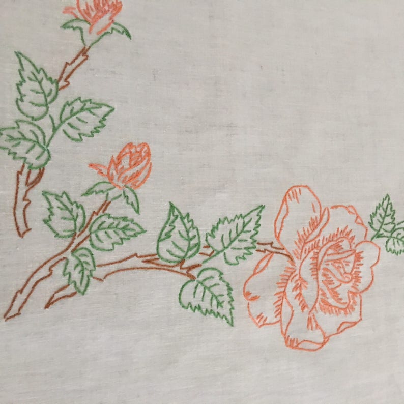 Embroidered Table Runner Vintage Dresser Scarf Bedroom Boudoir Etsy