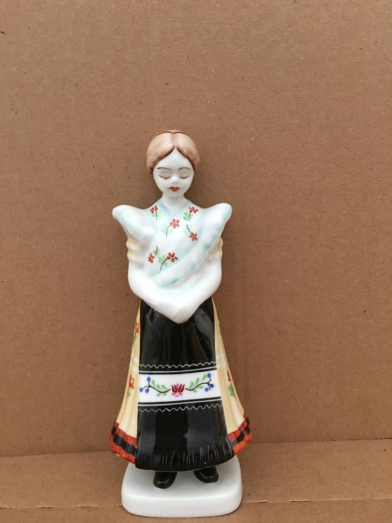 Hungarian Girl figurine in Folk costume  Hand painted  peasant image 0