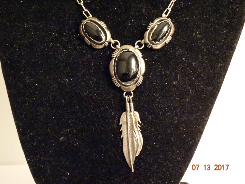 Sterling Silver and Black Onyx Necklace by Leonard & Marian Etsy