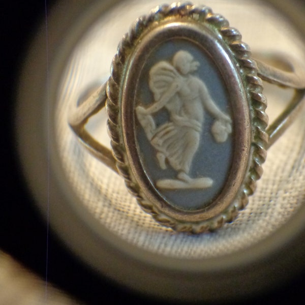 Blue Wedgewood Angel Cameo ring