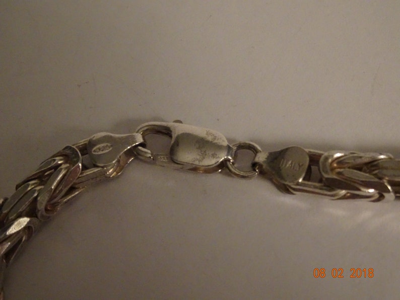 Unisex Sterling Silver Square Byzantine Necklace-20 12 Long