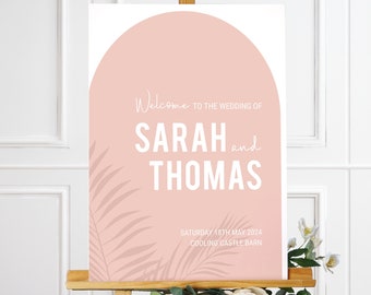 Tropical Arch Printable Wedding Welcome Sign with Palm Leaves Template - INSTANT DOWNLOAD - DIY Editable Template