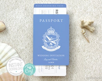 Passport Invitation Template Etsy