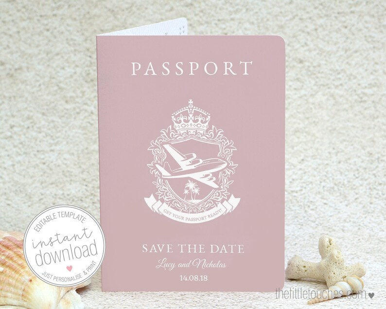 Passport Style Printable Wedding Save the Date Cards A6 - Etsy