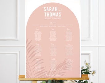 Tropical Arch Printable Wedding Table Plan | Seating Chart Template with Palm Leaves - INSTANT DOWNLOAD - DIY Editable Template