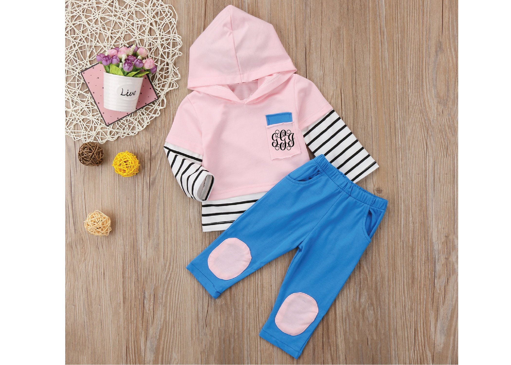 blue pink sweatsuit