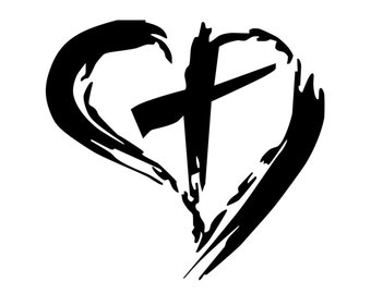 cross inside heart etsy