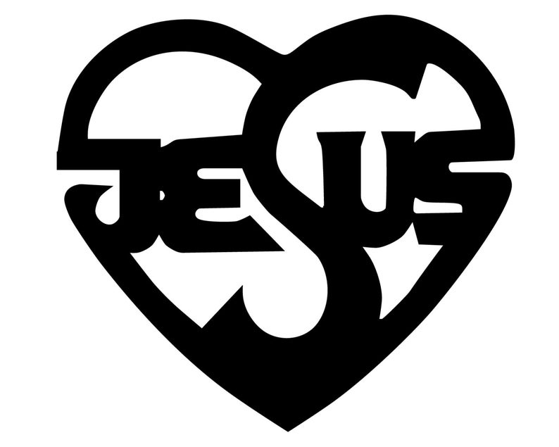 Jesus Heart Decal Jesus Written in Heart Bumper Sticker - Etsy