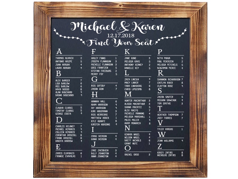 Wedding Seating Chart Decal