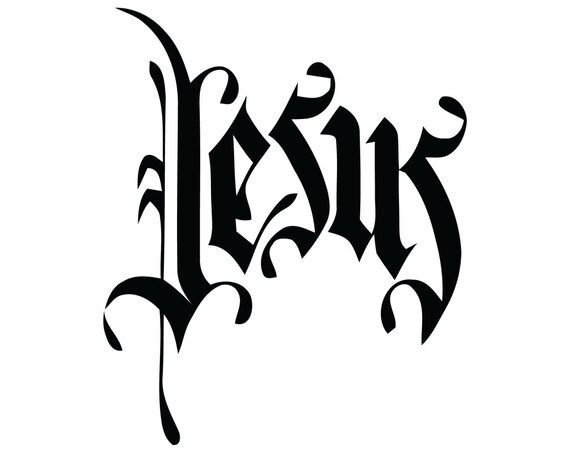 Jesus Script Decal , Jesus Christ Sticker, Jesus Gothic Print Decal , Christian Decal