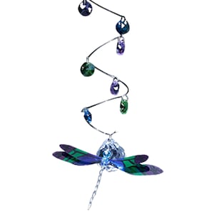 SC-17 Dragonfly Spiral Mobile Blue & Purple Hanging Ornament Sun Catcher Housewarming Gift Home Decor Free Shipping in USA!