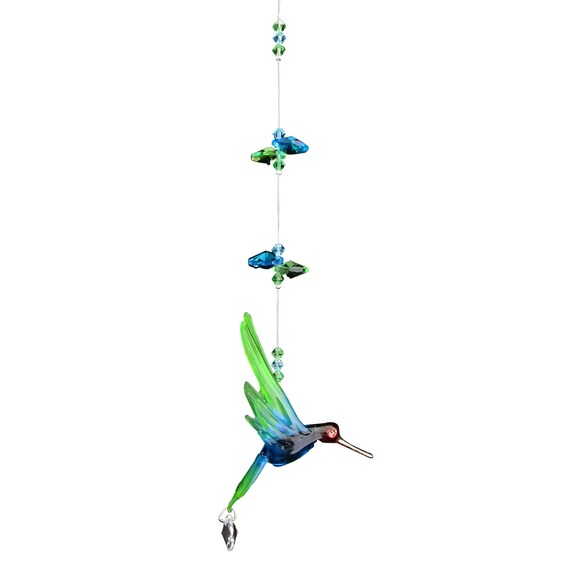 Hanging Hummingbird Rainbow colors Figurine of Blown Glass Crystal Hanging Hummingbird Rainbow colors Figurine of Blown Glass Crystal