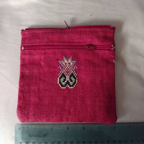 Hemp Pouch Changkhian Bag Hmong Embroidered Symbol Vintage