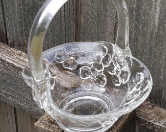 Indiana Glass Dogwood Blossom Basket Dish - 1970s