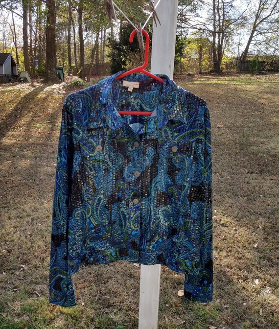 Chic Shiny Paisley Jacket - Vintage Windbreaker - 