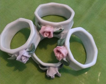 Set of Four Vintage Porcelain Ceramic Napkin Holders