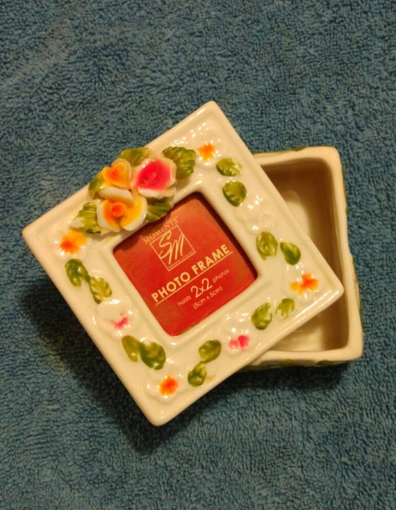 Photo Frame Trinket Dish 3D Floral Trinket Box