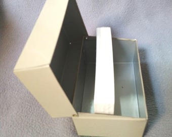Metal File Card Box for Recipes Addresses or Other