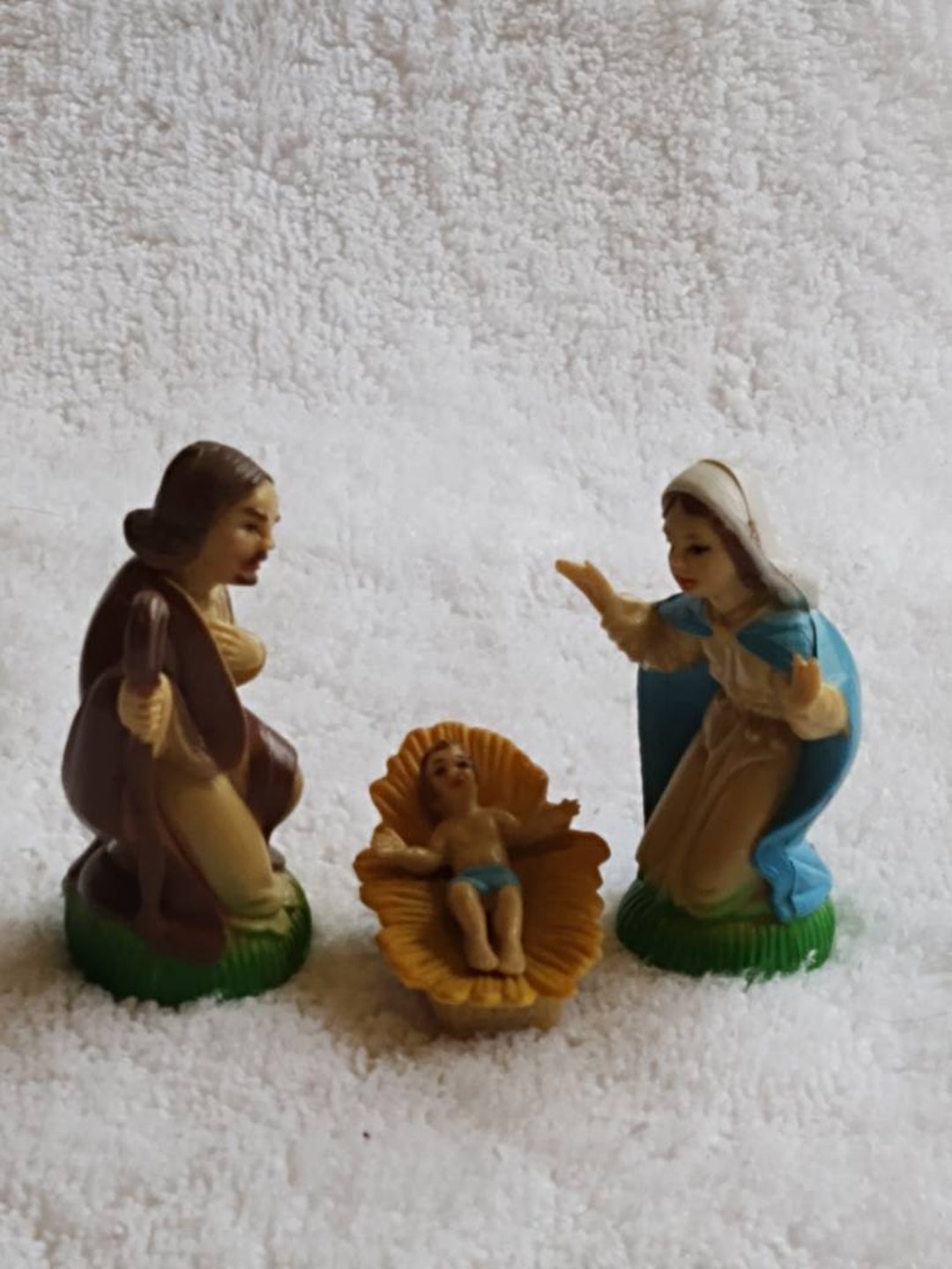 Set Baby Jesus Mary Joseph Nativity 3 Piece Manger Scene Etsy