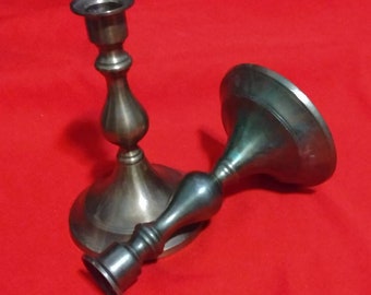 1940s Solid Brass Candlesticks Set of Two