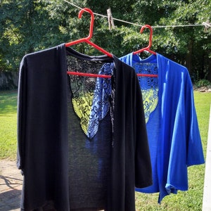 Cover-up Top with Three Quarter Sleeves Lace Back