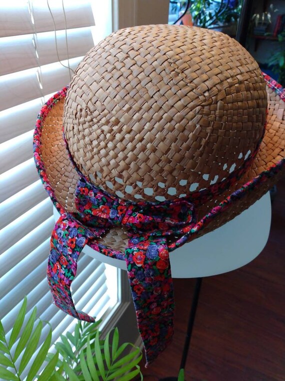 Straw Sun Hat Ribbon Bow Trim Cap - Etsy display picture 1
