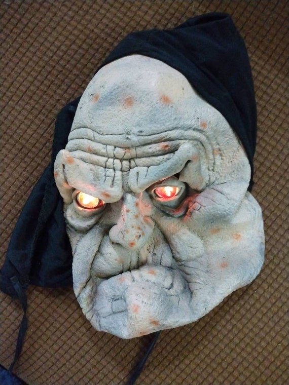 Hooded Monster Mask with Light-up Eyes 1990s - image 1