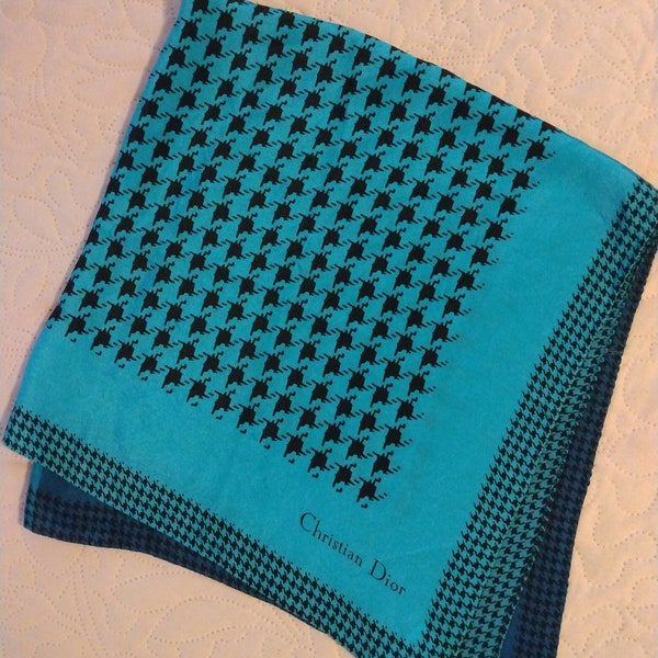 Christian Dior Silk Houndstooth Print Scarf - Vintage